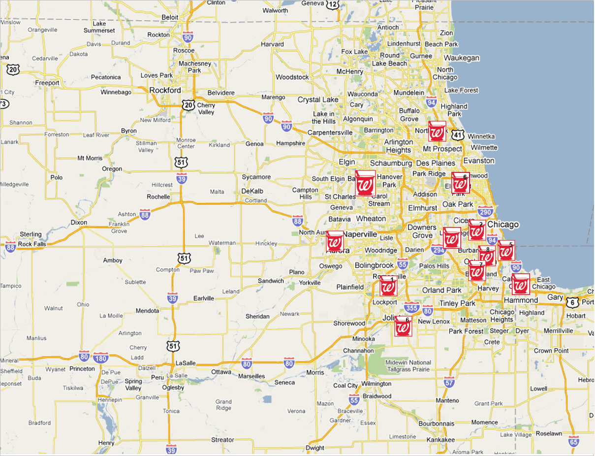 Locations of Illinois Walgreens projects